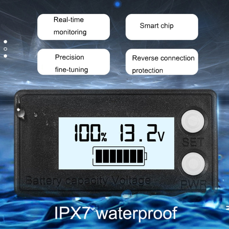 Waterproof LCD Two-wire Lead-acid Lithium Battery Digital Display Voltage Meter Reluova