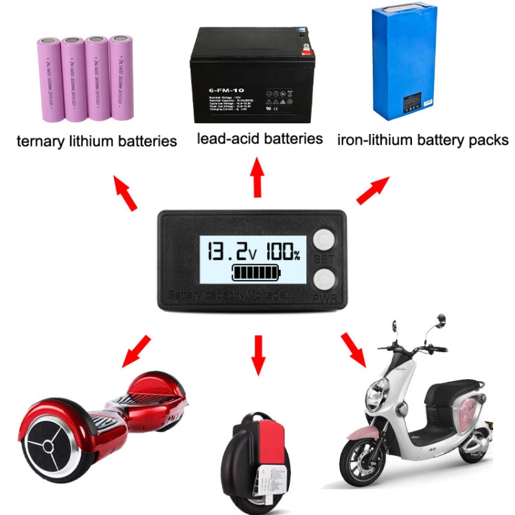 Waterproof LCD Two-wire Lead-acid Lithium Battery Digital Display Voltage Meter Reluova