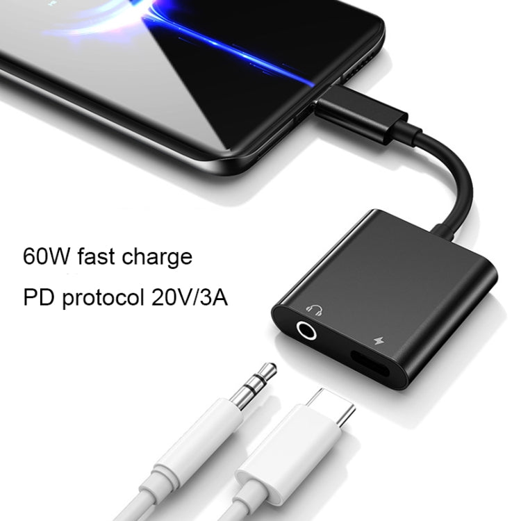 2 In 1 Type-C/USB-C PD 60W Digital Audio Adapter, Spec:-Reluova