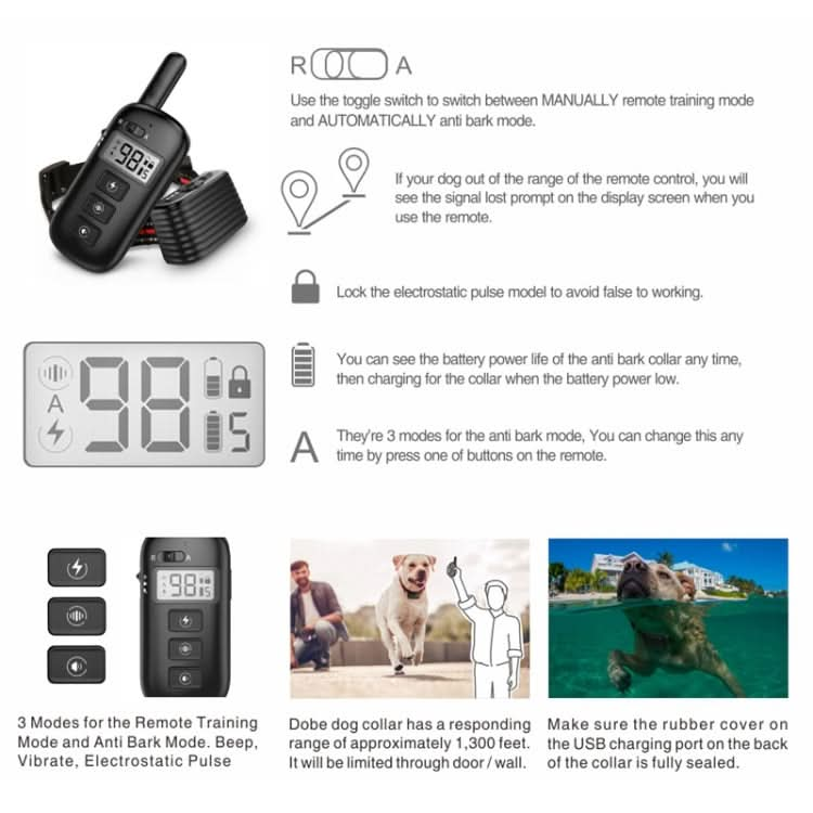 Remote Control Trainer Dog Collar Automatic Bark Stop Device - Reluova