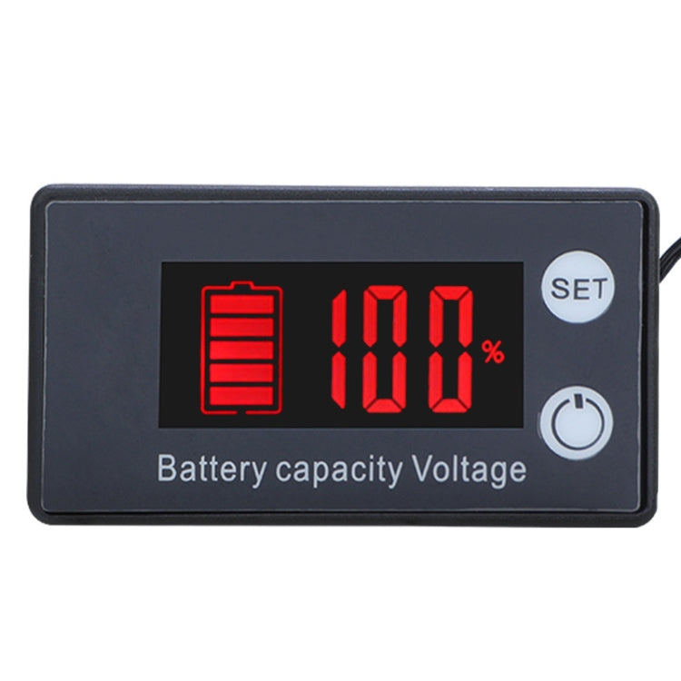 Two-Line Digital Display DC Voltmeter Lead-Acid Lithium Battery Charge Meter, Color: Reluova