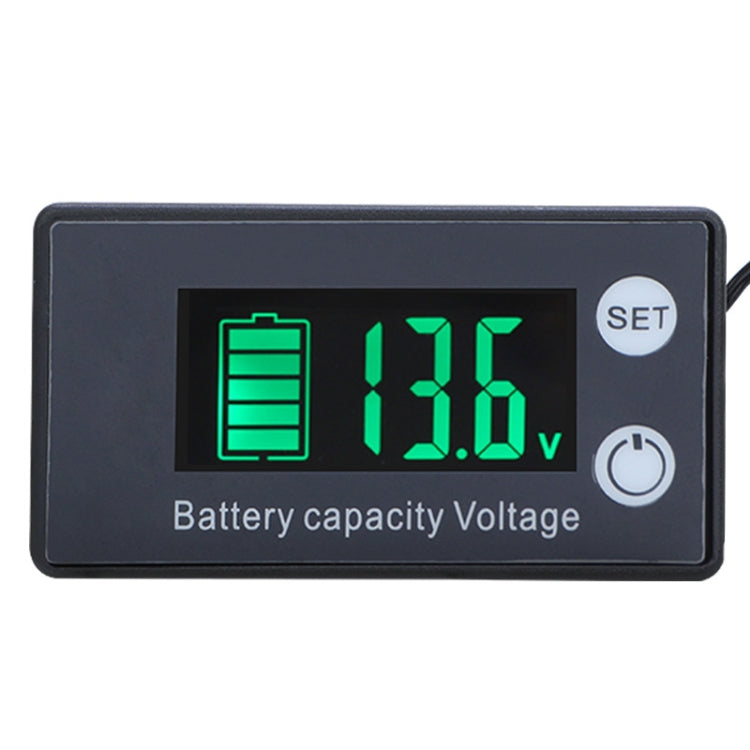 Two-Line Digital Display DC Voltmeter Lead-Acid Lithium Battery Charge Meter, Color: Reluova