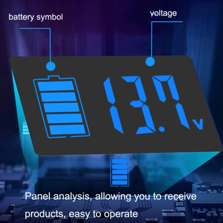 Two-Line Digital Display DC Voltmeter Lead-Acid Lithium Battery Charge Meter, Color: