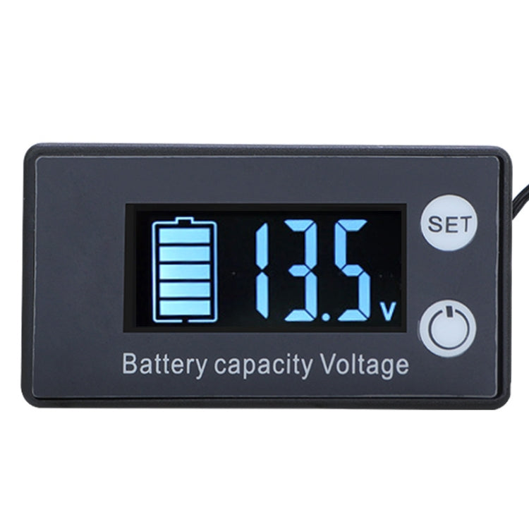 Two-Line Digital Display DC Voltmeter Lead-Acid Lithium Battery Charge Meter, Color: Reluova