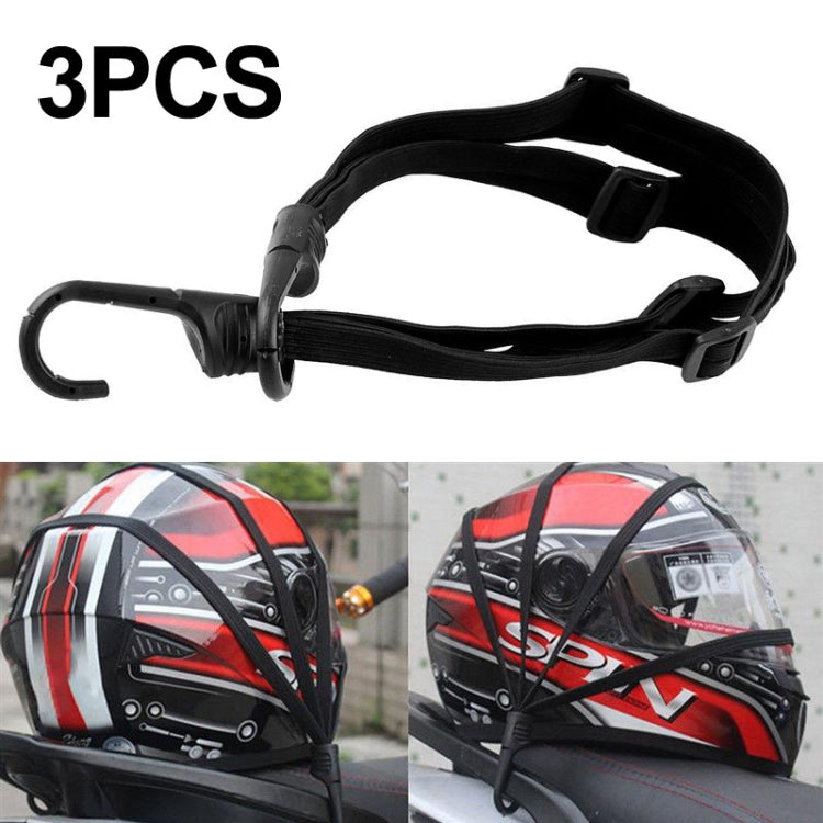 3 PCS Motorcycle Helmet Luggage Strap Universal Elastic Band Fuel Tank Net Rope-Reluova