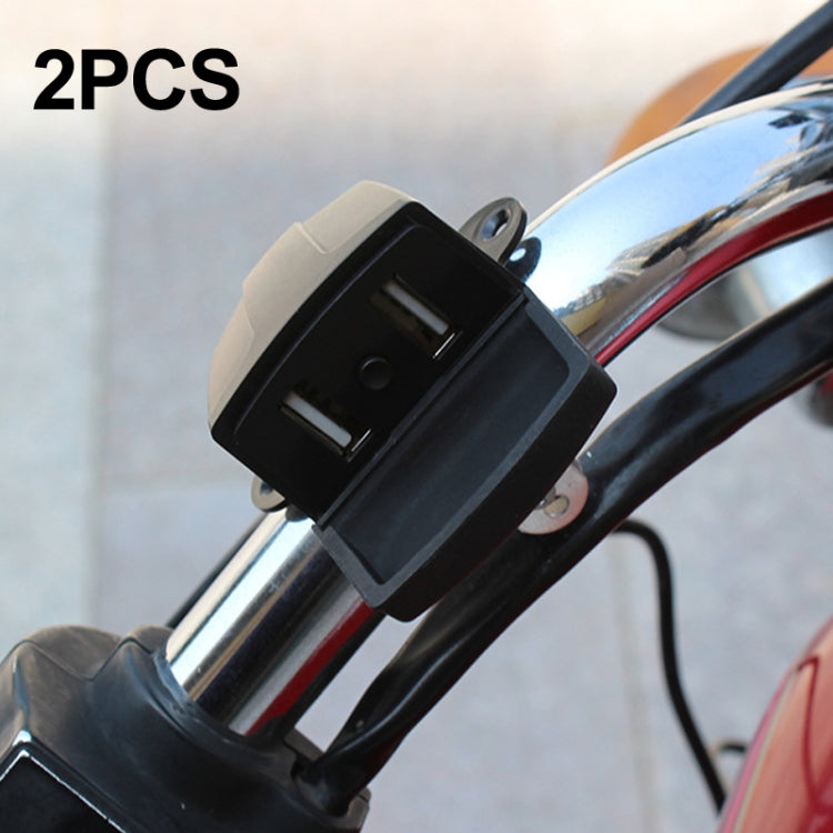 2 PCS Motorcycle Dual USB Charger Waterproof Handlebars Rearview Mirror Universal-Reluova