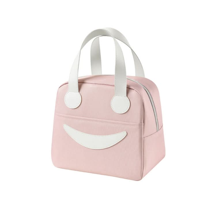 Smiley Lunch Bag with Leather Handles, Size: Reluova