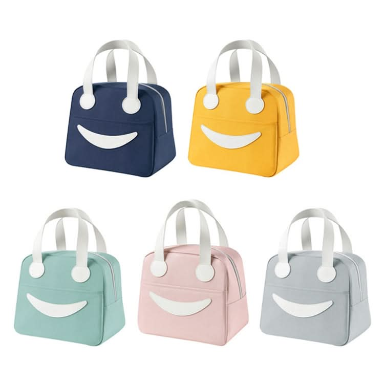 Smiley Lunch Bag with Leather Handles, Size: Reluova