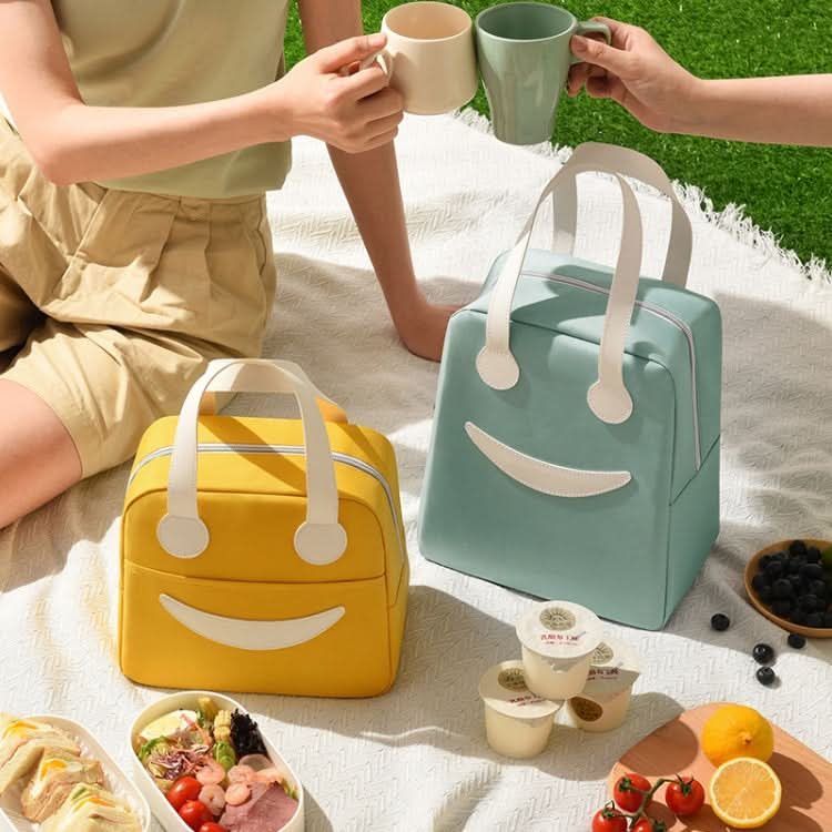 Smiley Lunch Bag with Leather Handles, Size: Reluova