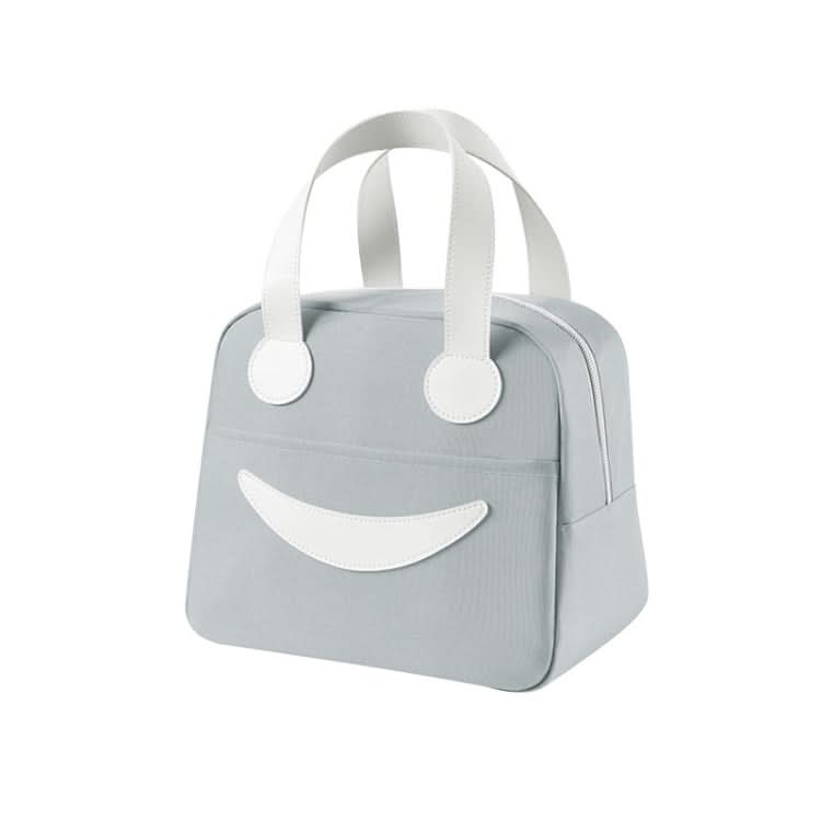 Smiley Lunch Bag with Leather Handles, Size: Reluova