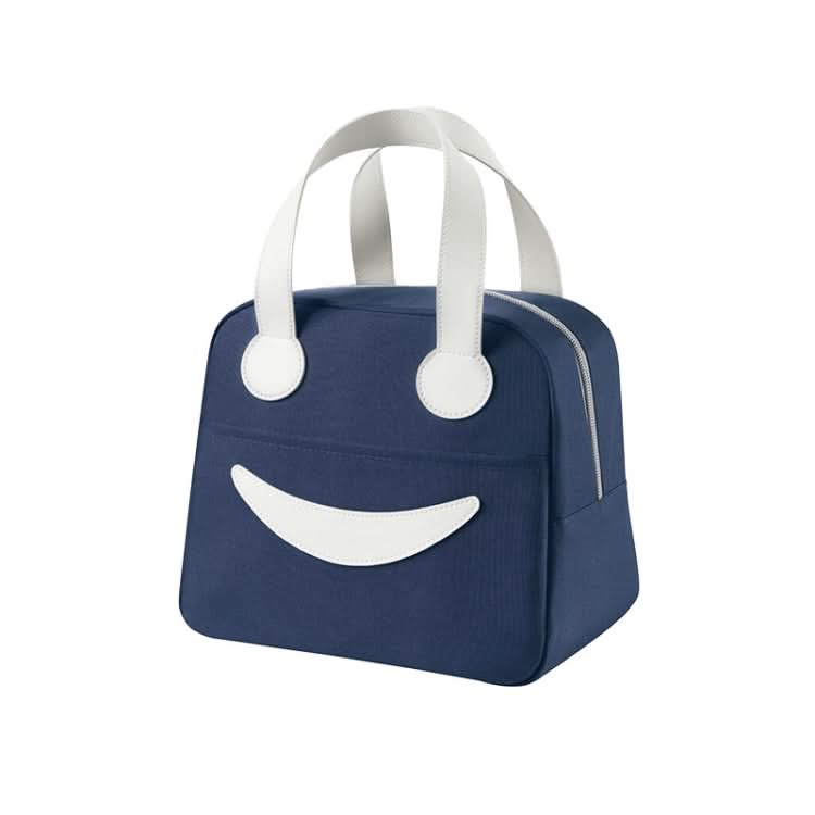 Smiley Lunch Bag with Leather Handles, Size: Reluova