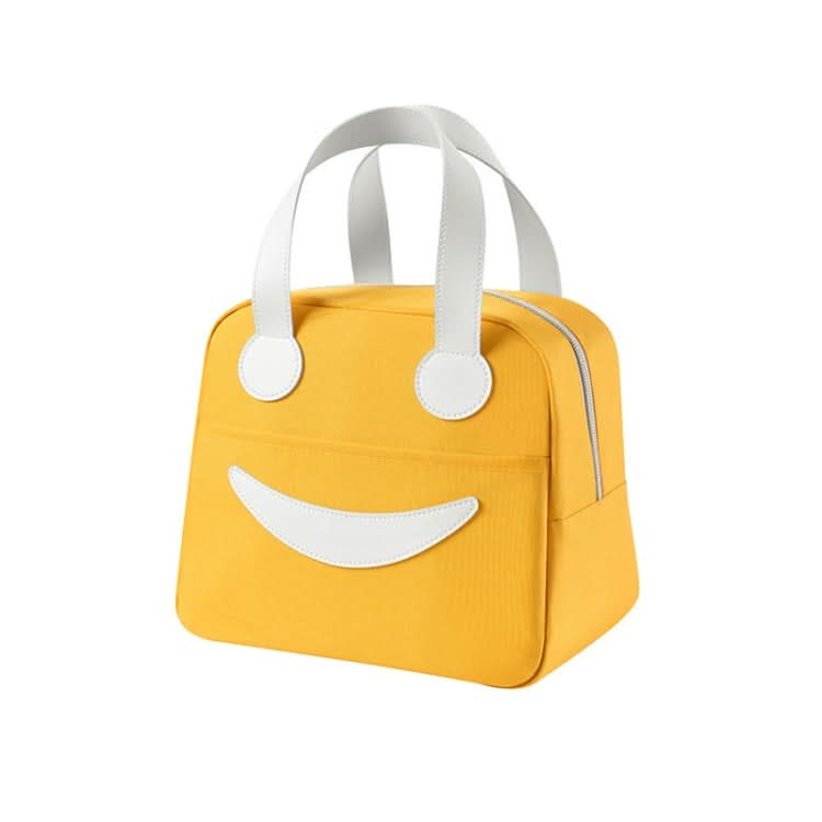 Smiley Lunch Bag with Leather Handles, Size: Reluova