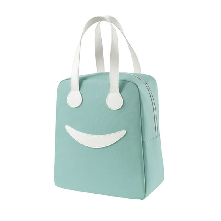 Smiley Lunch Bag with Leather Handles, Size: Reluova