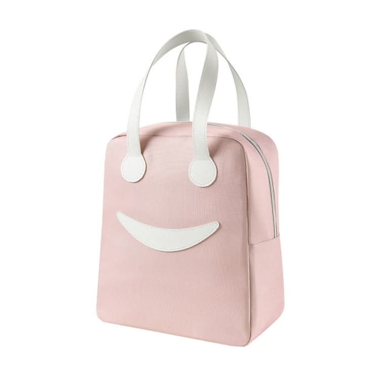 Smiley Lunch Bag with Leather Handles, Size: Reluova