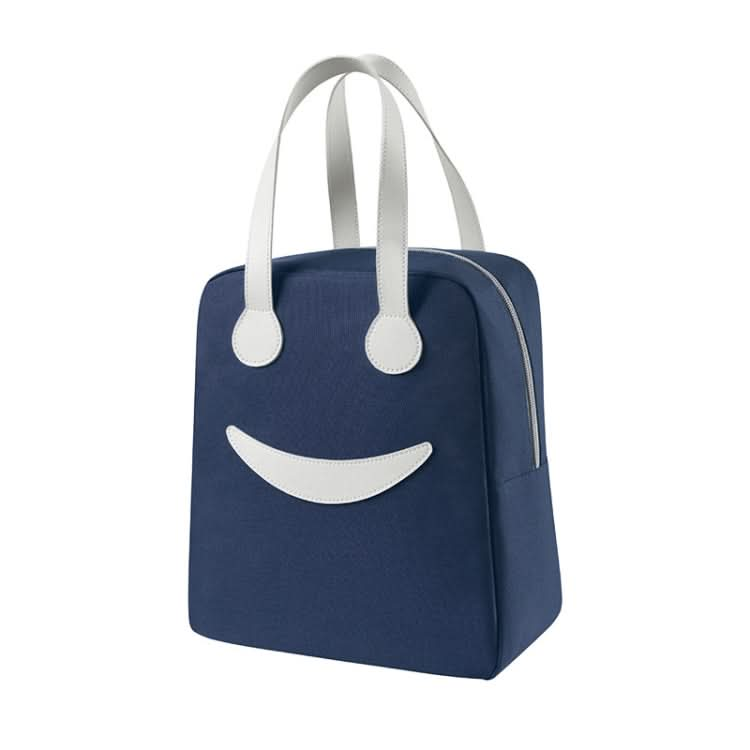 Smiley Lunch Bag with Leather Handles, Size: Reluova