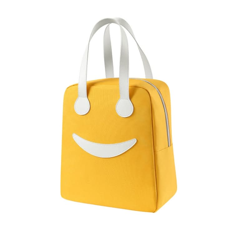 Smiley Lunch Bag with Leather Handles, Size: Reluova