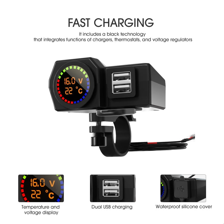 WUPP CS-1747A1 Motorcycle Voltage Temperature Digital Display Double USB Phone Charger ÎҵÄÉ̵ê