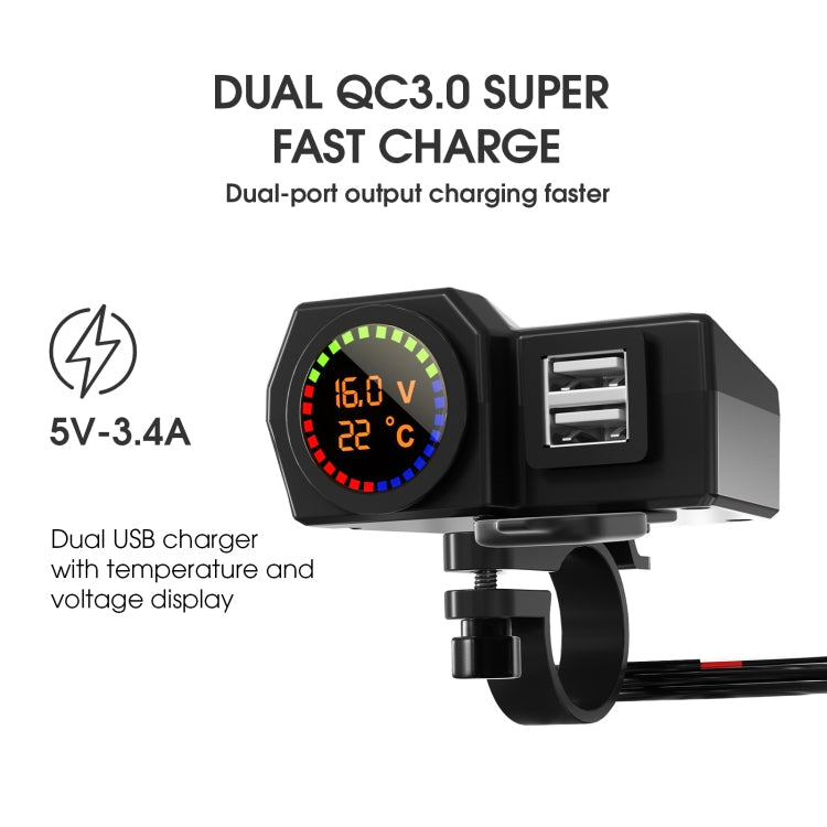 WUPP CS-1747A1 Motorcycle Voltage Temperature Digital Display Double USB Phone Charger ÎҵÄÉ̵ê