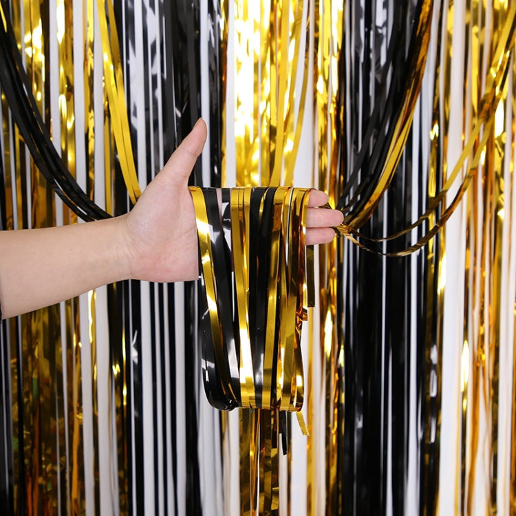 Black And Gold Rain Curtain Festival Party Decoration Props, Size: 1x4M My Store