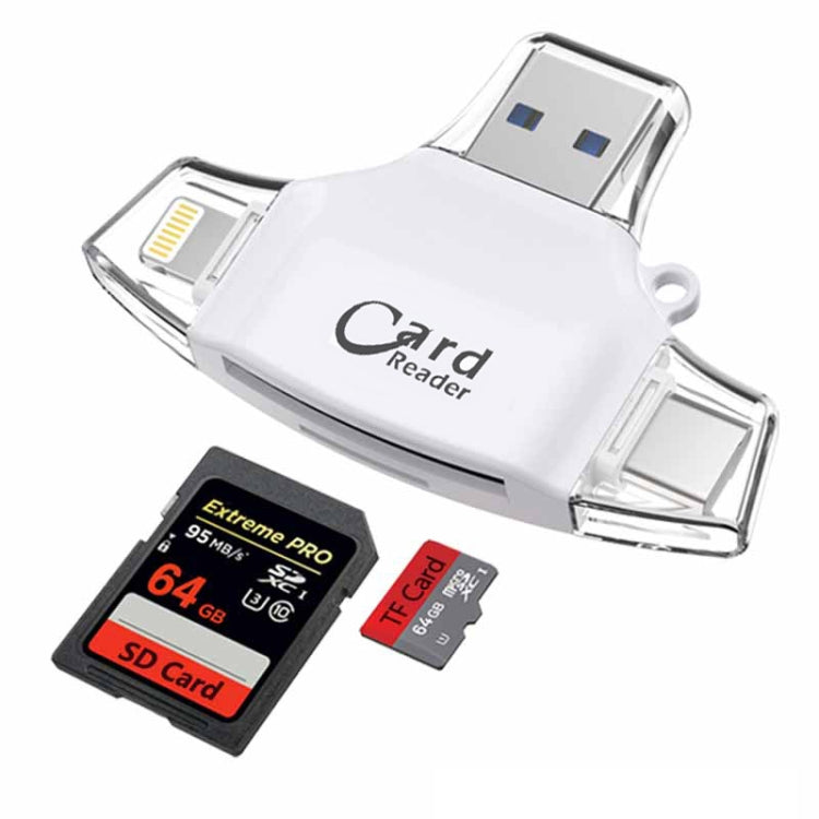 8Pin +Type-C+USB Micro+USB-A 4 In 1 Card Reader Supports Reading SD&TF Car My Store