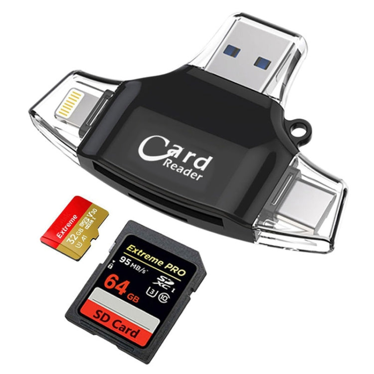 8Pin +Type-C+USB Micro+USB-A 4 In 1 Card Reader Supports Reading SD&TF Car My Store