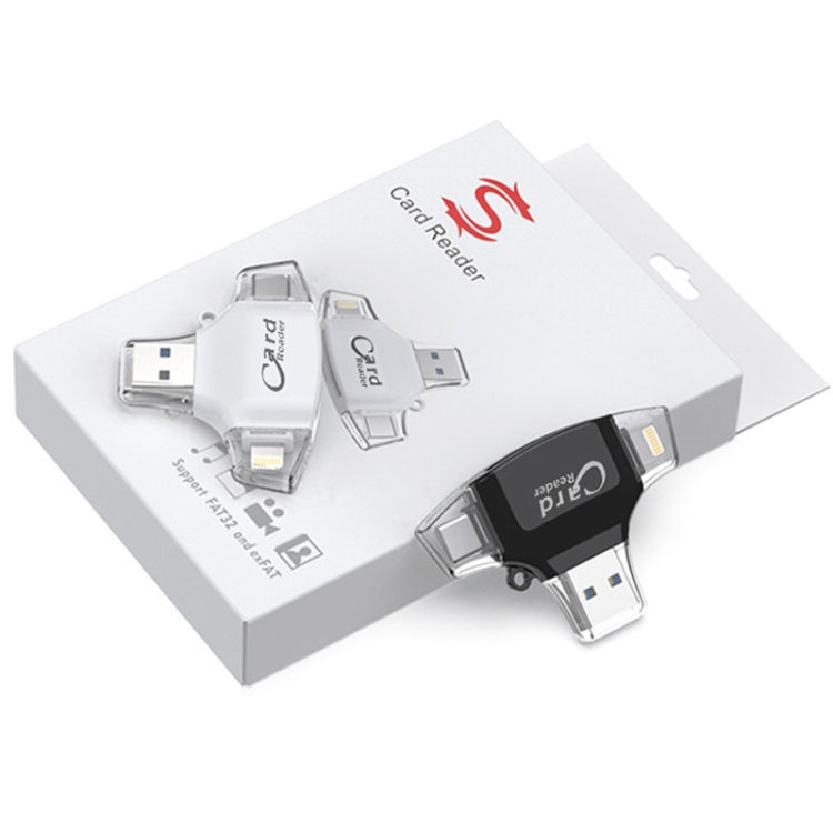 8Pin +Type-C+USB Micro+USB-A 4 In 1 Card Reader Supports Reading SD&TF Car