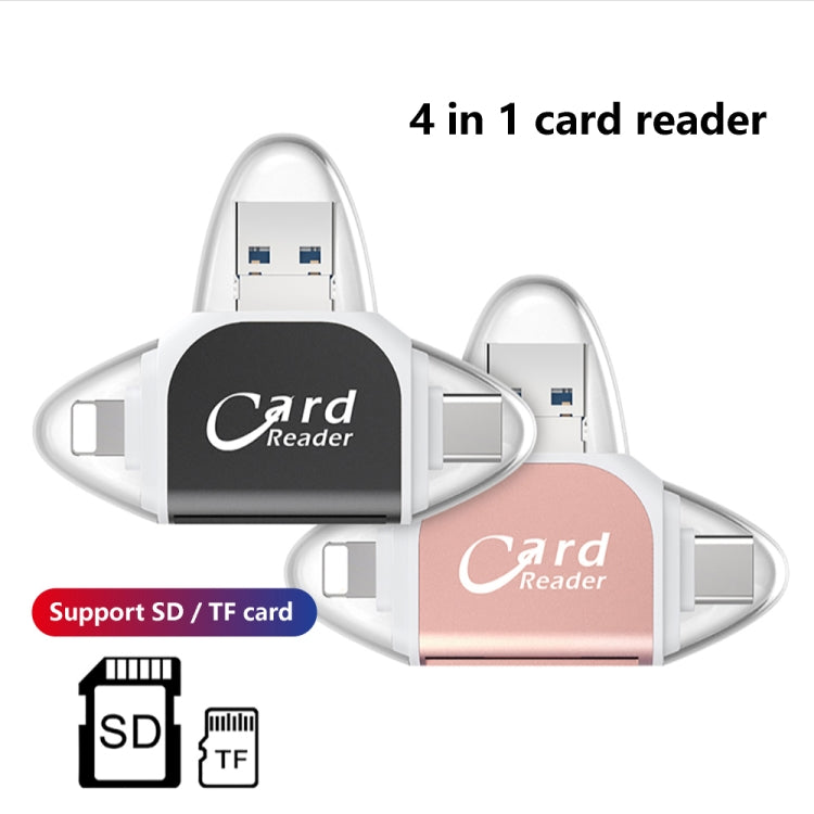 R015 USB2.0 & Micro USB+8Pin+Type-C 4 In 1 Card Reader Supports SD/TF Card My Store