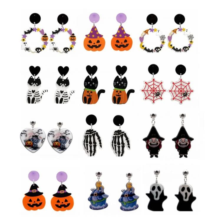 Halloween Acrylic Earrings Personality Festive Jewelry, Style: E000173 Love Reluova