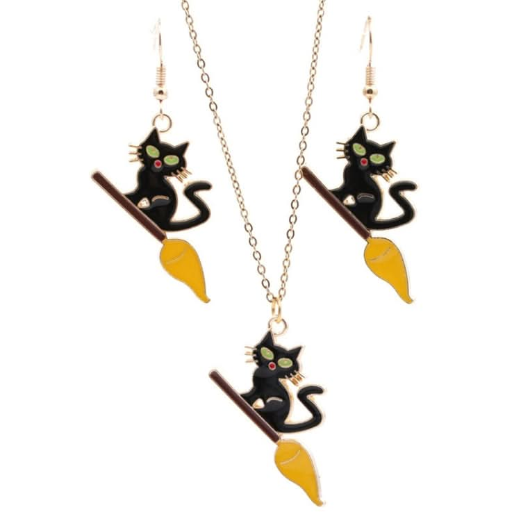 Funny Halloween Cat Exaggerated Earrings Necklace Assembly Reluova