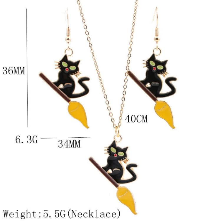 Funny Halloween Cat Exaggerated Earrings Necklace Assembly Reluova