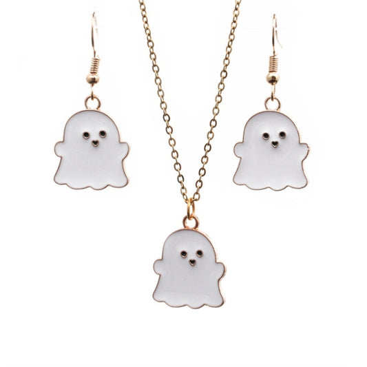 Halloween Jewelry Alloy Ghost Earrings Necklace