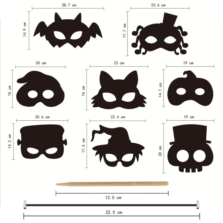 8 Pcs/Set Halloween Scratch Paper Mask Toys for Children