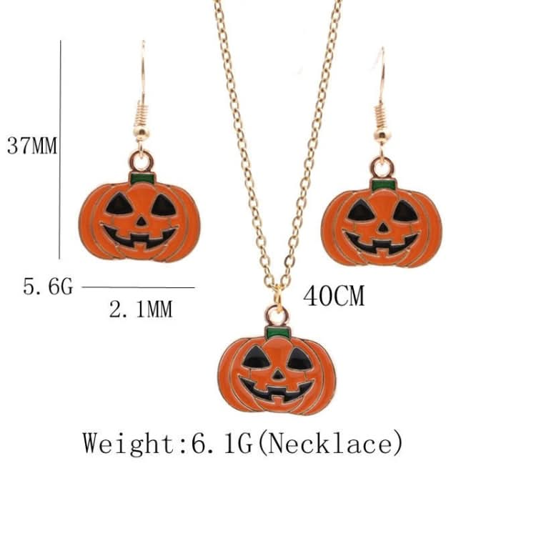 2 Sets Halloween Ghost Pumpkin Pendant Necklace Ears Personality Jewelry-Reluova