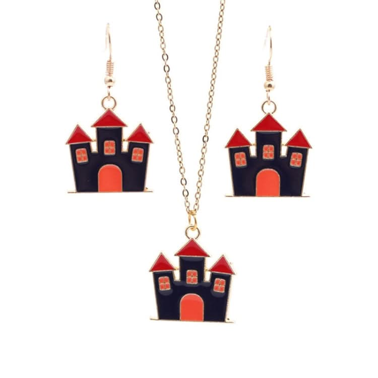 Halloween Jewelry Personality Alloy Electroplating Castle Earrings Necklace Reluova