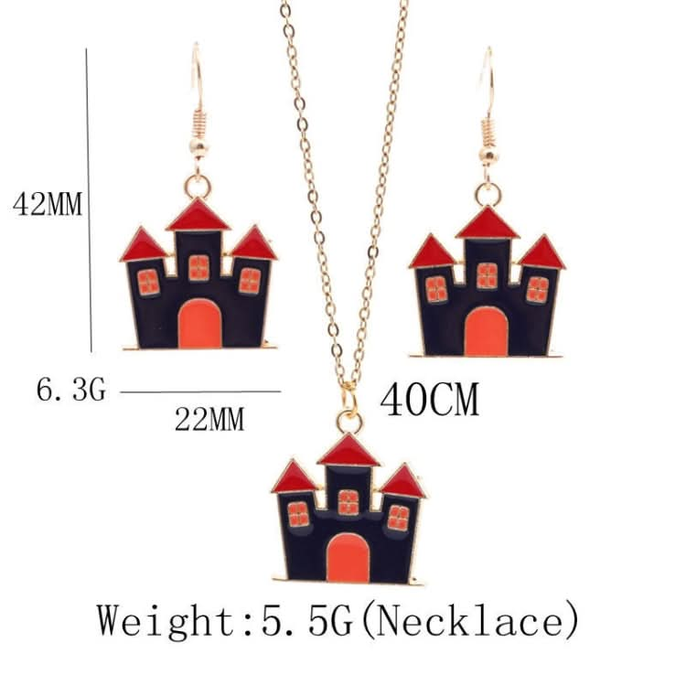 Halloween Jewelry Personality Alloy Electroplating Castle Earrings Necklace Reluova