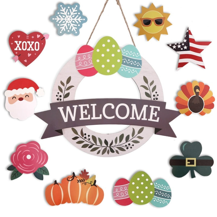 Easter Hanging Door Decoration Indoor Wooden Egg Hanging Sign, Style: