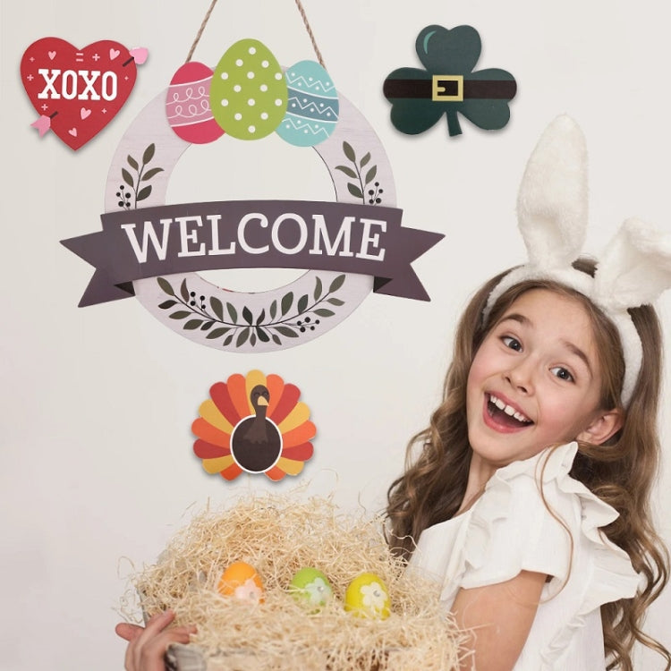 Easter Hanging Door Decoration Indoor Wooden Egg Hanging Sign, Style: