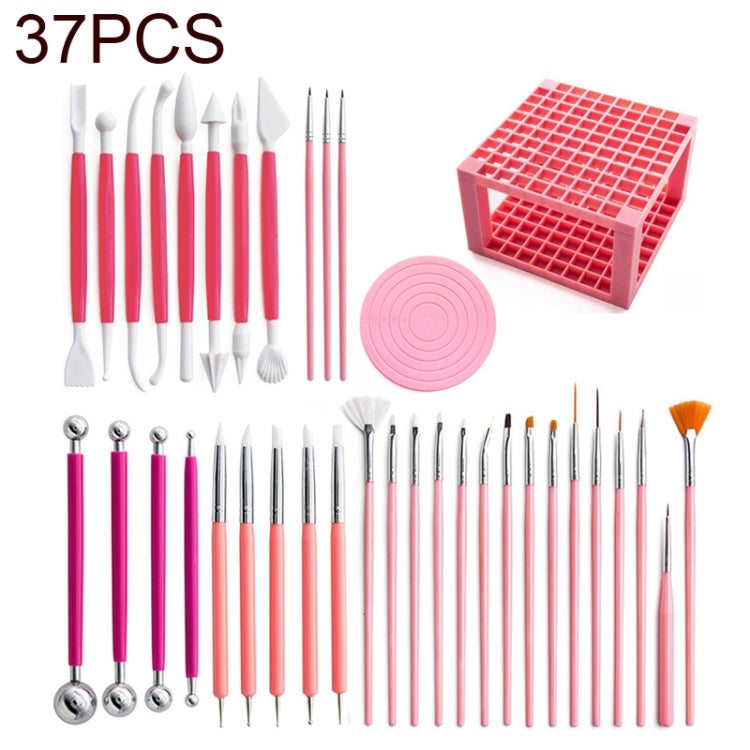 37 In 1 Pottery Tool Set Includes Carving Knife & Turntable & Brush & 96-hole Easel My Store