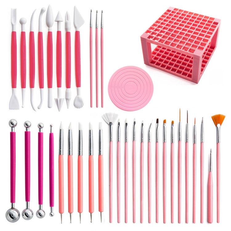 37 In 1 Pottery Tool Set Includes Carving Knife & Turntable & Brush & 96-hole Easel My Store