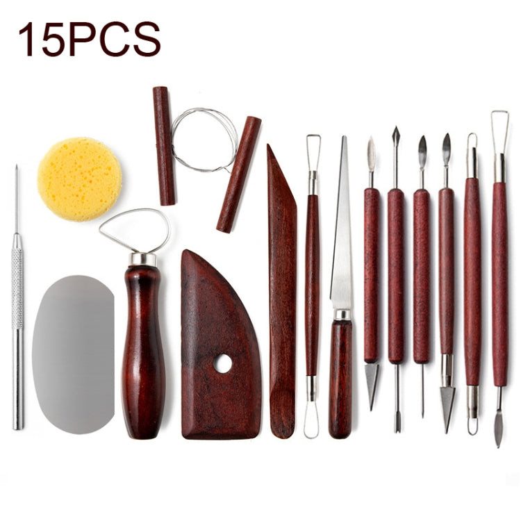 15 In 1 Pottery Tools Set Includes Clay Carving Knife & Detailing Needle Scraper Sponge Cutter