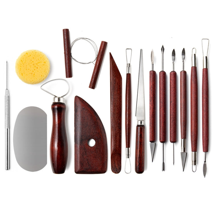 15 In 1 Pottery Tools Set Includes Clay Carving Knife & Detailing Needle Scraper Sponge Cutter