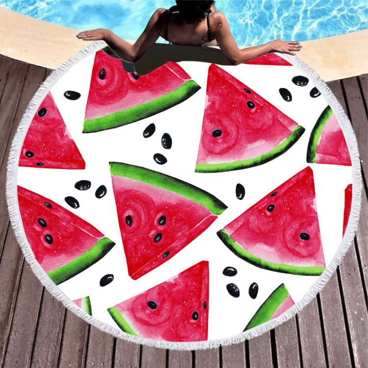 Microfiber and Fringed Soft Comfortable Circular Print Beach Towel