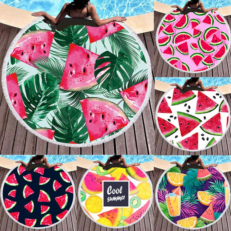 Microfiber and Fringed Soft Comfortable Circular Print Beach Towel