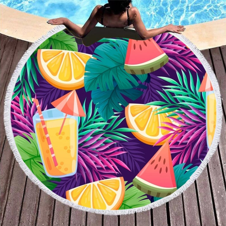 Microfiber and Fringed Soft Comfortable Circular Print Beach Towel