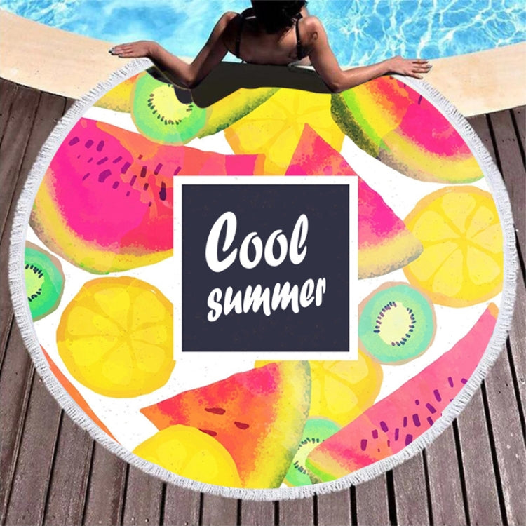 Microfiber and Fringed Soft Comfortable Circular Print Beach Towel