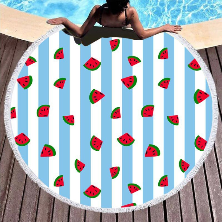 Microfiber and Fringed Soft Comfortable Circular Print Beach Towel