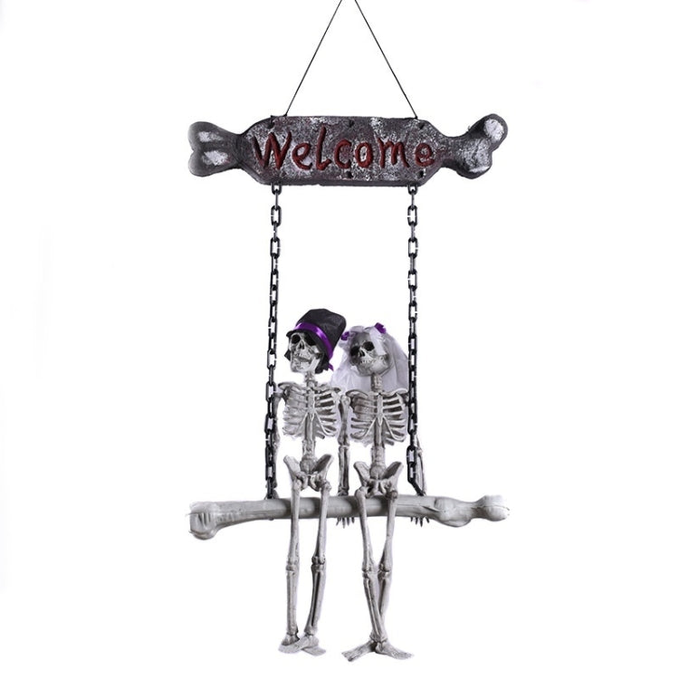 Halloween Skull Skeleton Bride and Groom Welcome House Pendant My Store