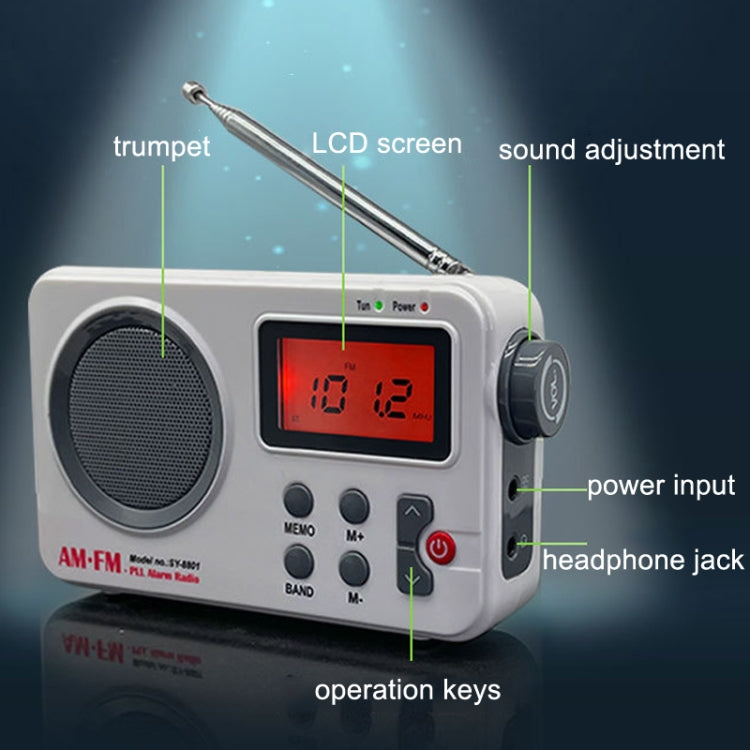 SY-8801 Portable Retro Radio HD LCD Screen Weight Bass Short Wave Radio