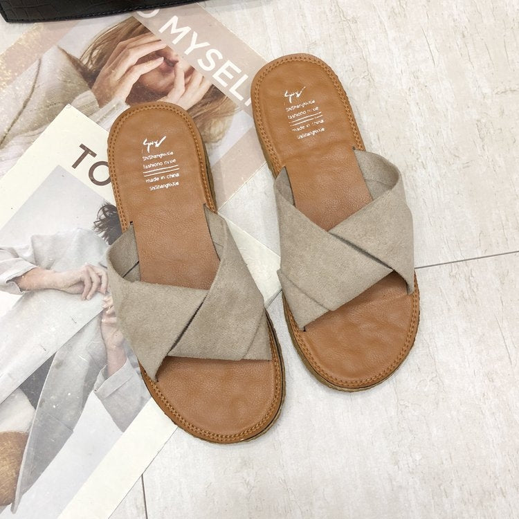 Summer Ladies Outdoor Flat Slippers Reluova