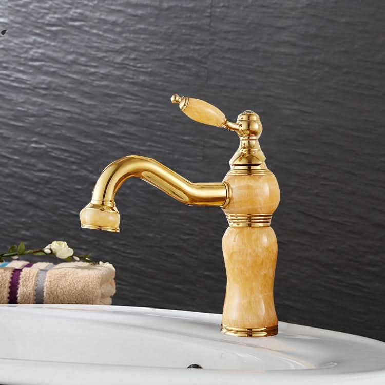 Gold-plated Copper 360-degree Rotating Basin Hot and Cold Water Faucet, Color: Reluova